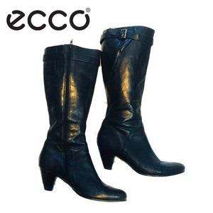 Ecco Black Leather Mid-Heel Boot EU 41